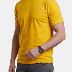 Camiseta amarillo girasol de hombre personalizada Fruit of the Loom en algodón de manga corta.