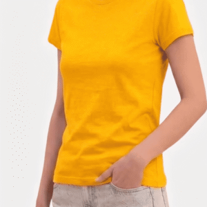 Camiseta amarillo girasol de mujer personalizada Fruit of the Loom en algodón de manga corta.