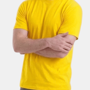 Camiseta amarilla de hombre personalizada Fruit of the Loom en algodón de manga corta.
