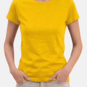 Camiseta amarilla de mujer personalizada Fruit of the Loom en algodón de manga corta.