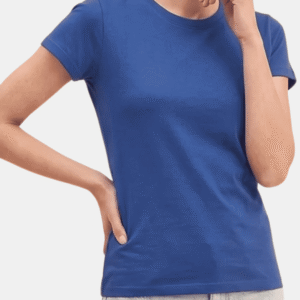 Camiseta azul de mujer personalizada Fruit of the Loom en algodón de manga corta.