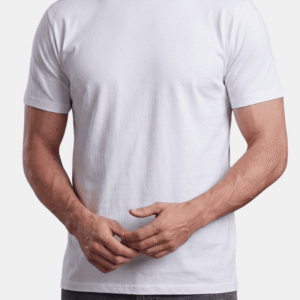 Camiseta blanca de hombre personalizada Fruit of the Loom en algodón de manga corta.