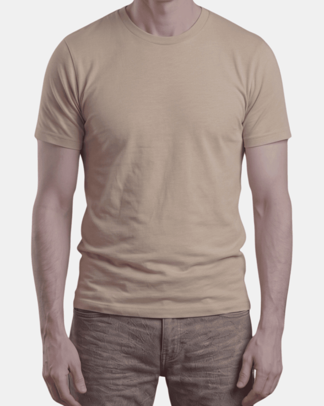 Camiseta crema de hombre personalizada Fruit of the Loom en algodón de manga corta.