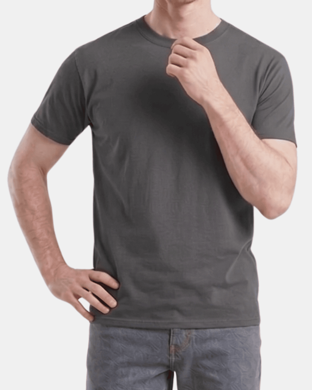 Camiseta gris grafito de hombre personalizada Fruit of the Loom en algodón de manga corta.