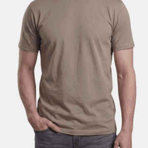 Camiseta marrón caqui de hombre personalizada Fruit of the Loom en algodón de manga corta.