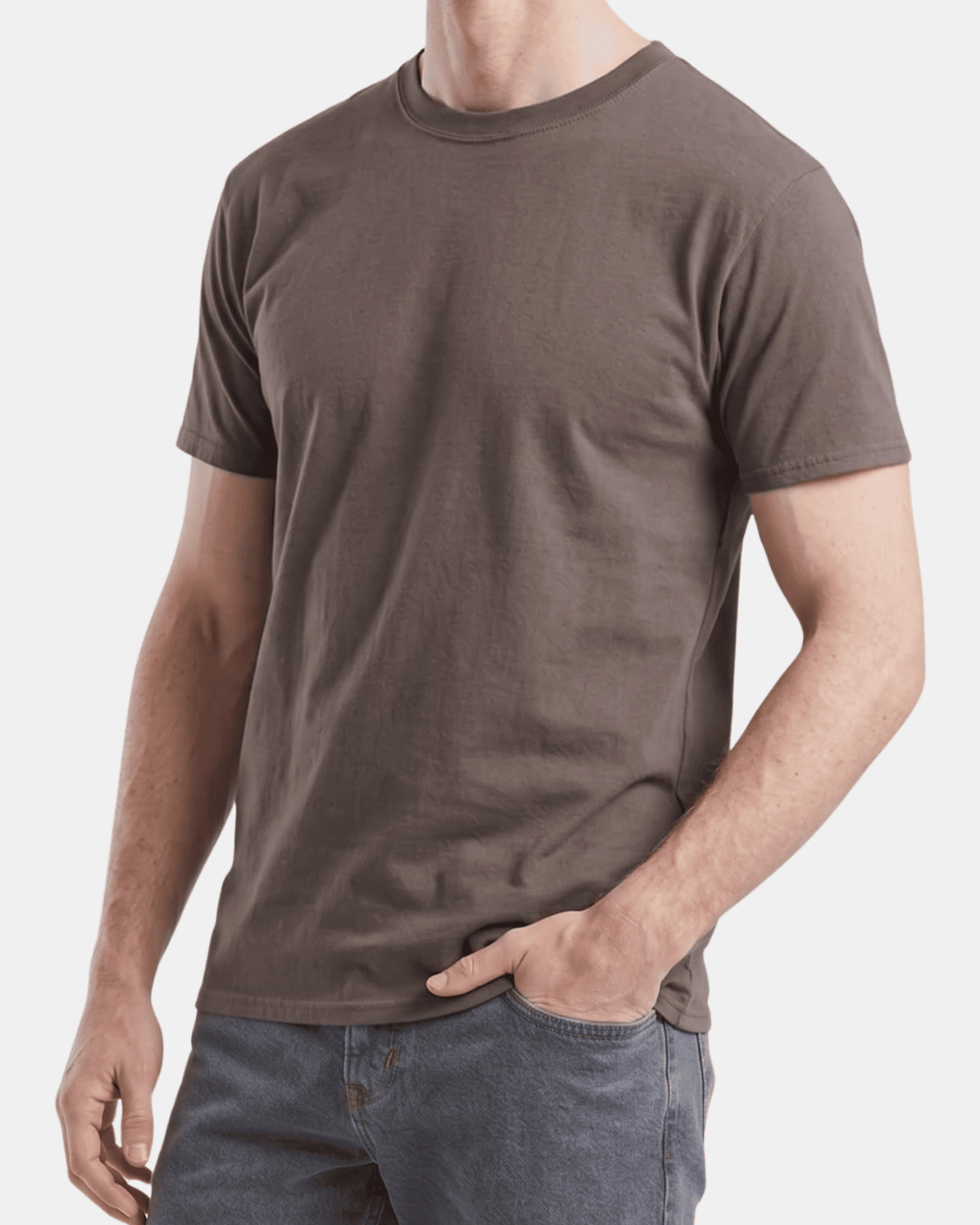 Camiseta marrón chocolate de hombre personalizada Fruit of the Loom en algodón de manga corta.