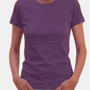 Camiseta morado de mujer personalizada Fruit of the Loom en algodón de manga corta.