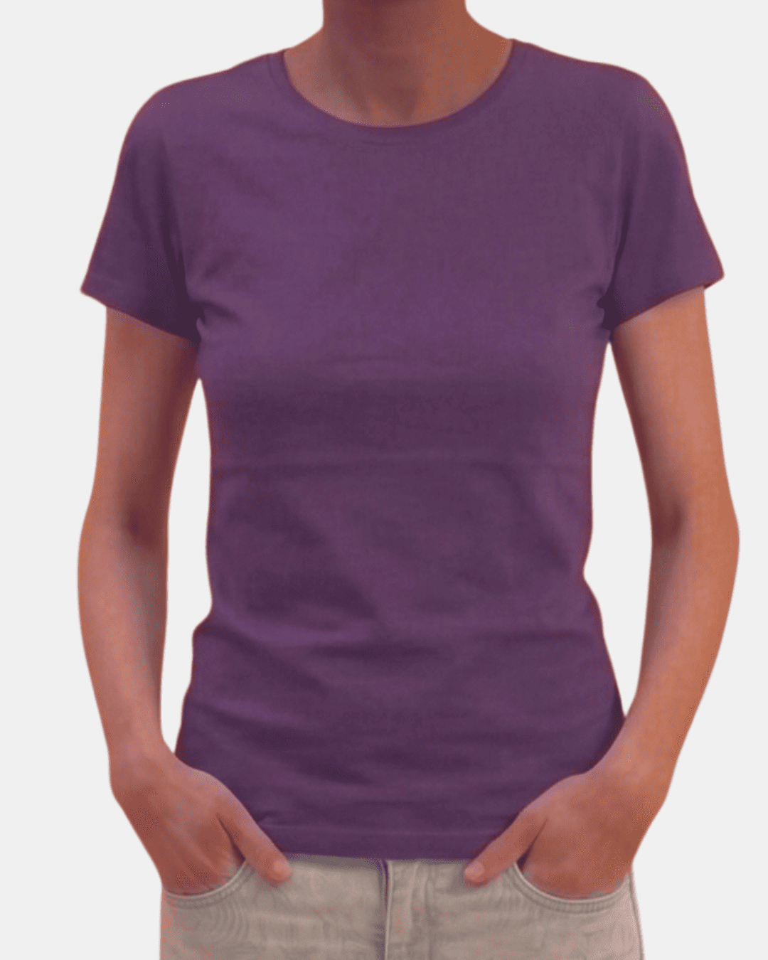 Camiseta morado de mujer personalizada Fruit of the Loom en algodón de manga corta.