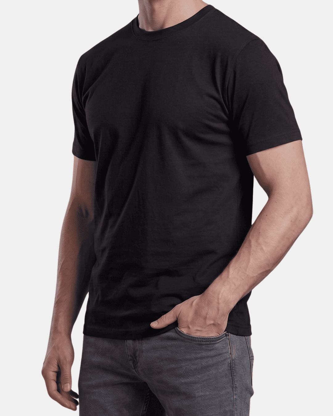 Camiseta negra de hombre personalizada Fruit of the Loom en algodón de manga corta.