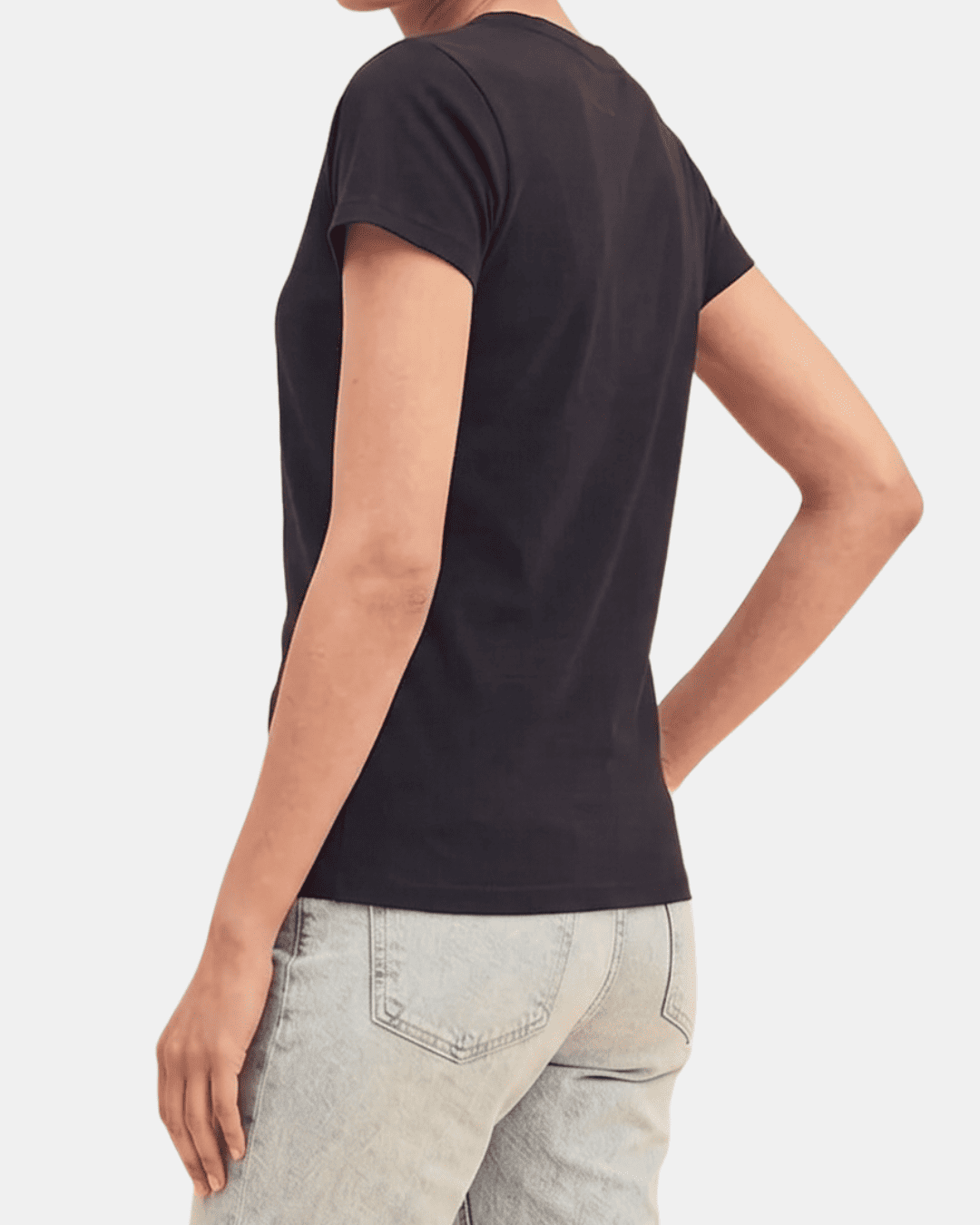 Camiseta negra de mujer personalizada Fruit of the Loom en algodón de manga corta.