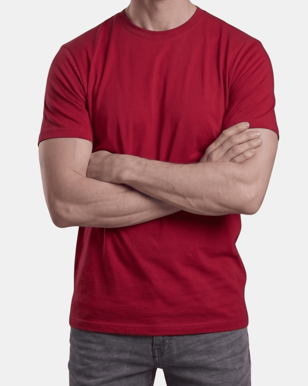 Camiseta roja de hombre personalizada Fruit of the Loom en algodón de manga corta.