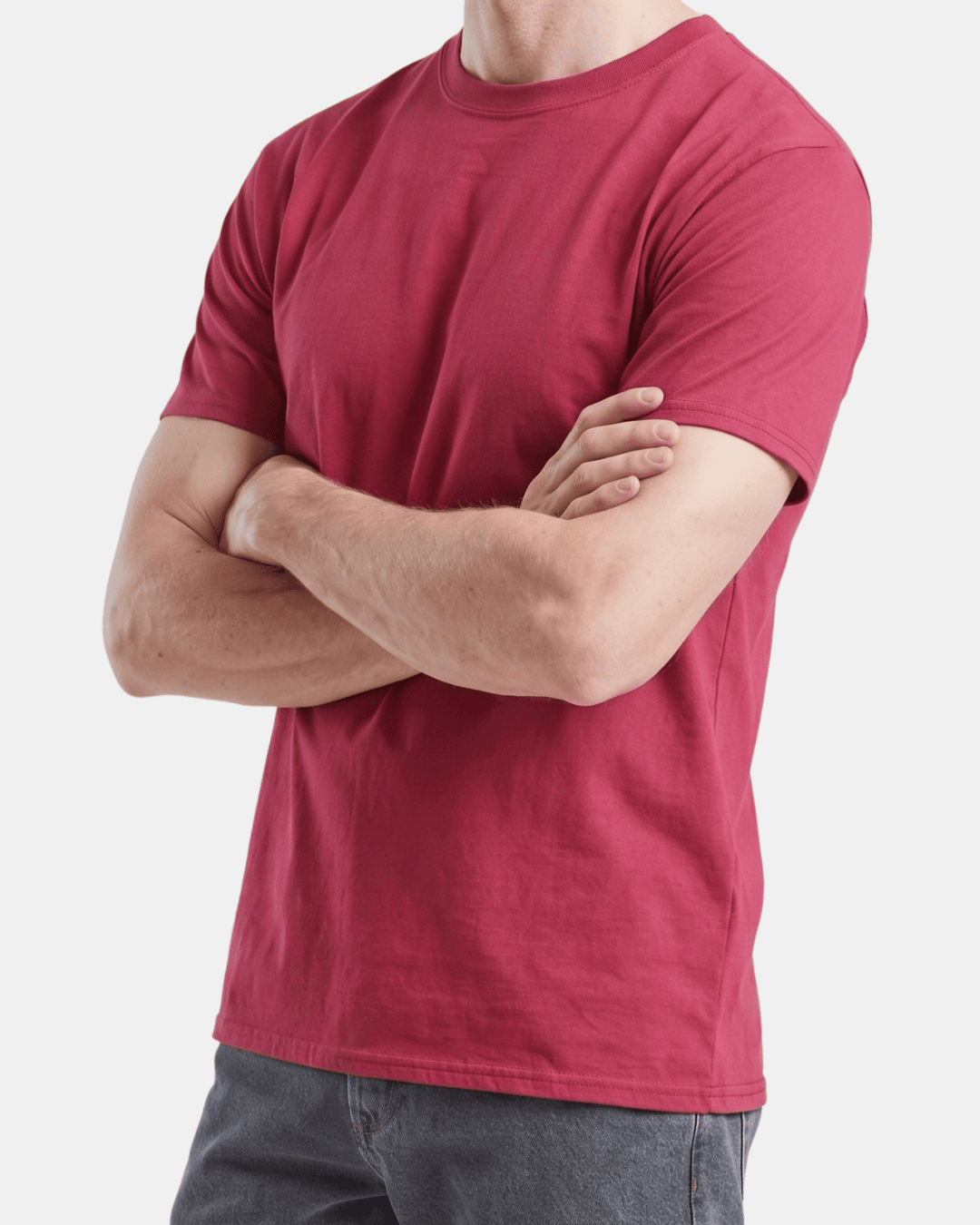 Camiseta rojo ladrillo de hombre personalizada Fruit of the Loom en algodón de manga corta.
