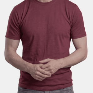 Camiseta rojo vino de hombre personalizada Fruit of the Loom en algodón de manga corta.