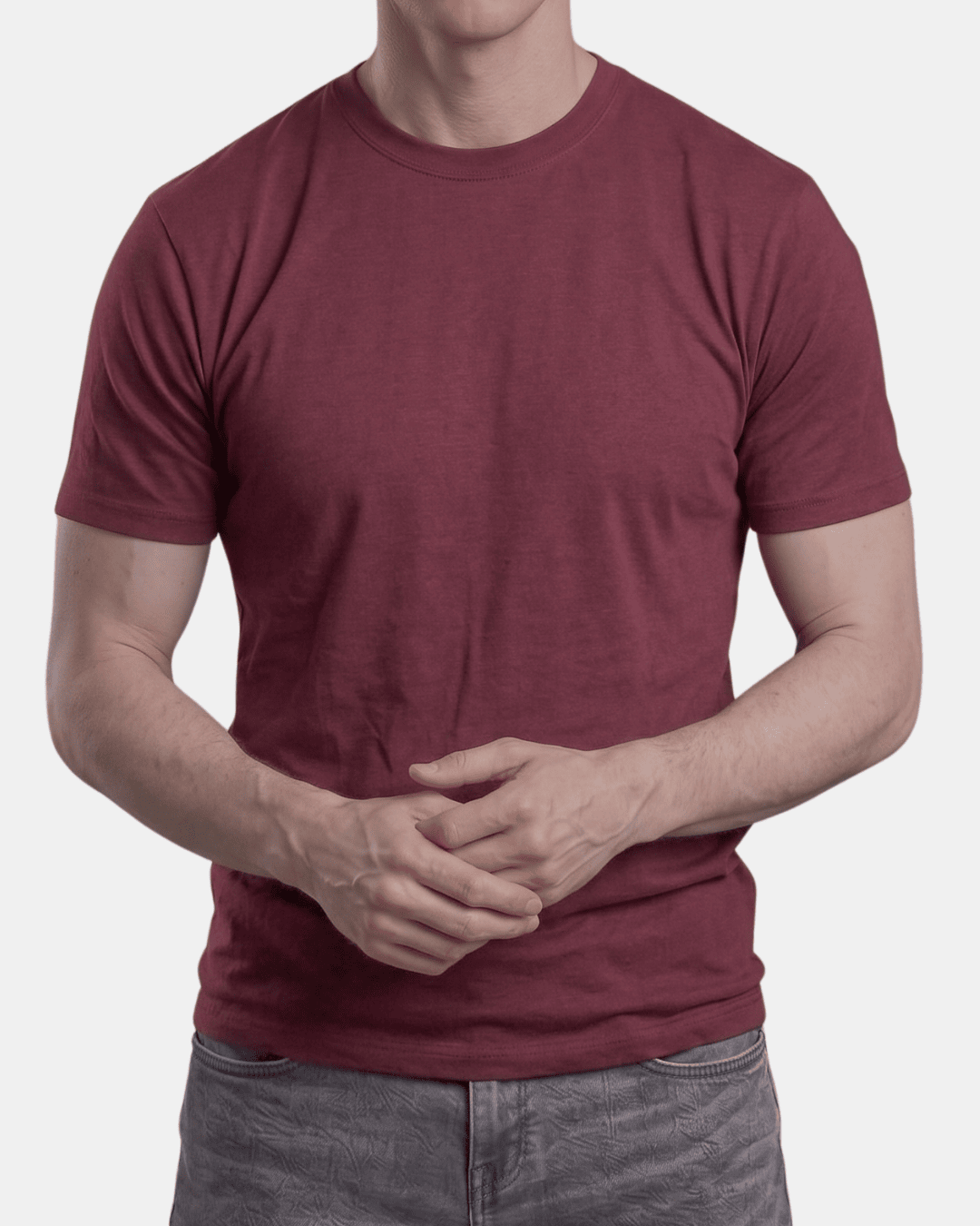 Camiseta rojo vino de hombre personalizada Fruit of the Loom en algodón de manga corta.