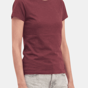 Camiseta rojo vino de mujer personalizada Fruit of the Loom en algodón de manga corta.