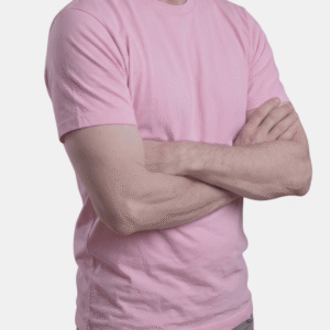Camiseta rosa claro de hombre personalizada Fruit of the Loom en algodón de manga corta.