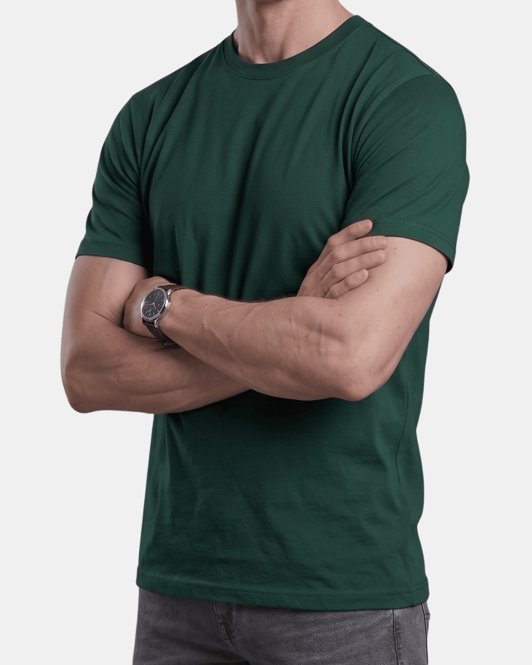 Camiseta verde botella de hombre personalizada Fruit of the Loom en algodón de manga corta.