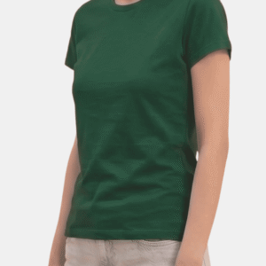 Camiseta verde botella de mujer personalizada Fruit of the Loom en algodón de manga corta.