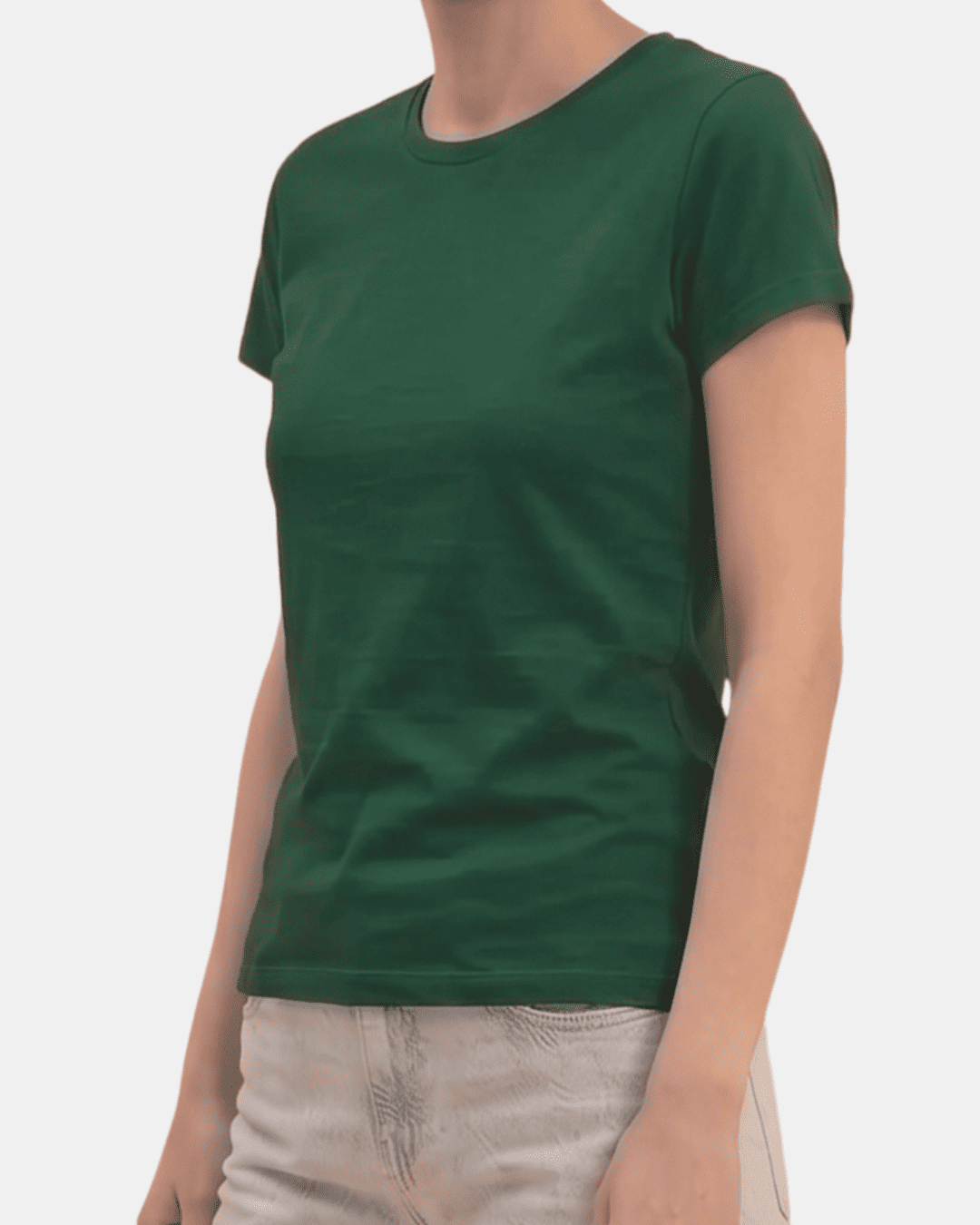 Camiseta verde botella de mujer personalizada Fruit of the Loom en algodón de manga corta.