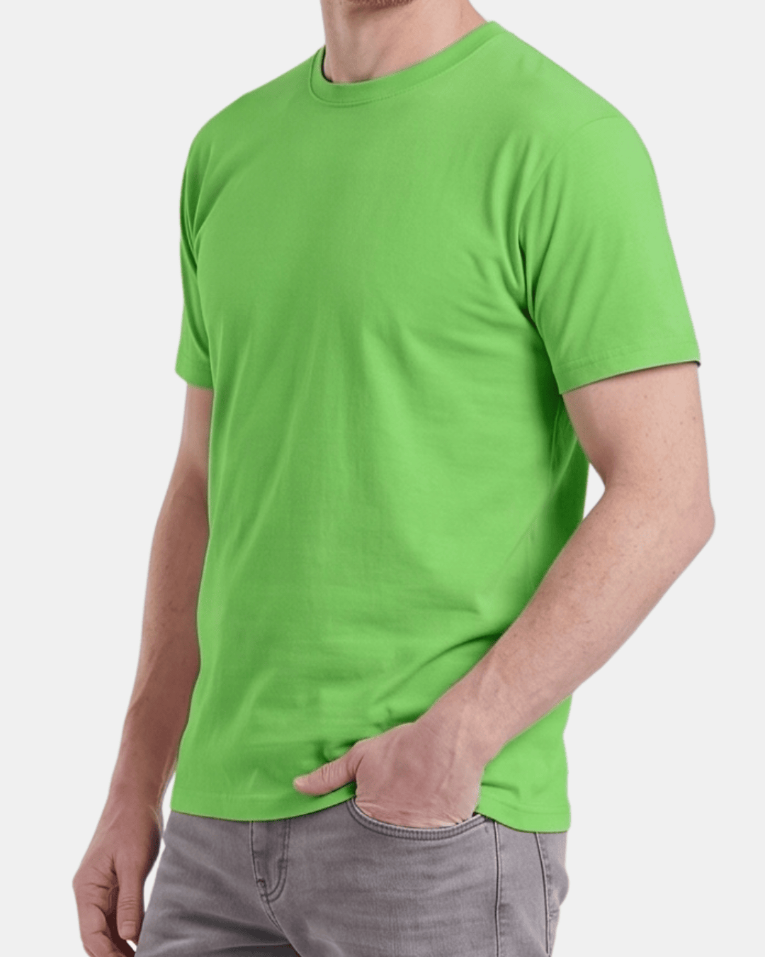 Camiseta verde lima de hombre personalizada Fruit of the Loom en algodón de manga corta.