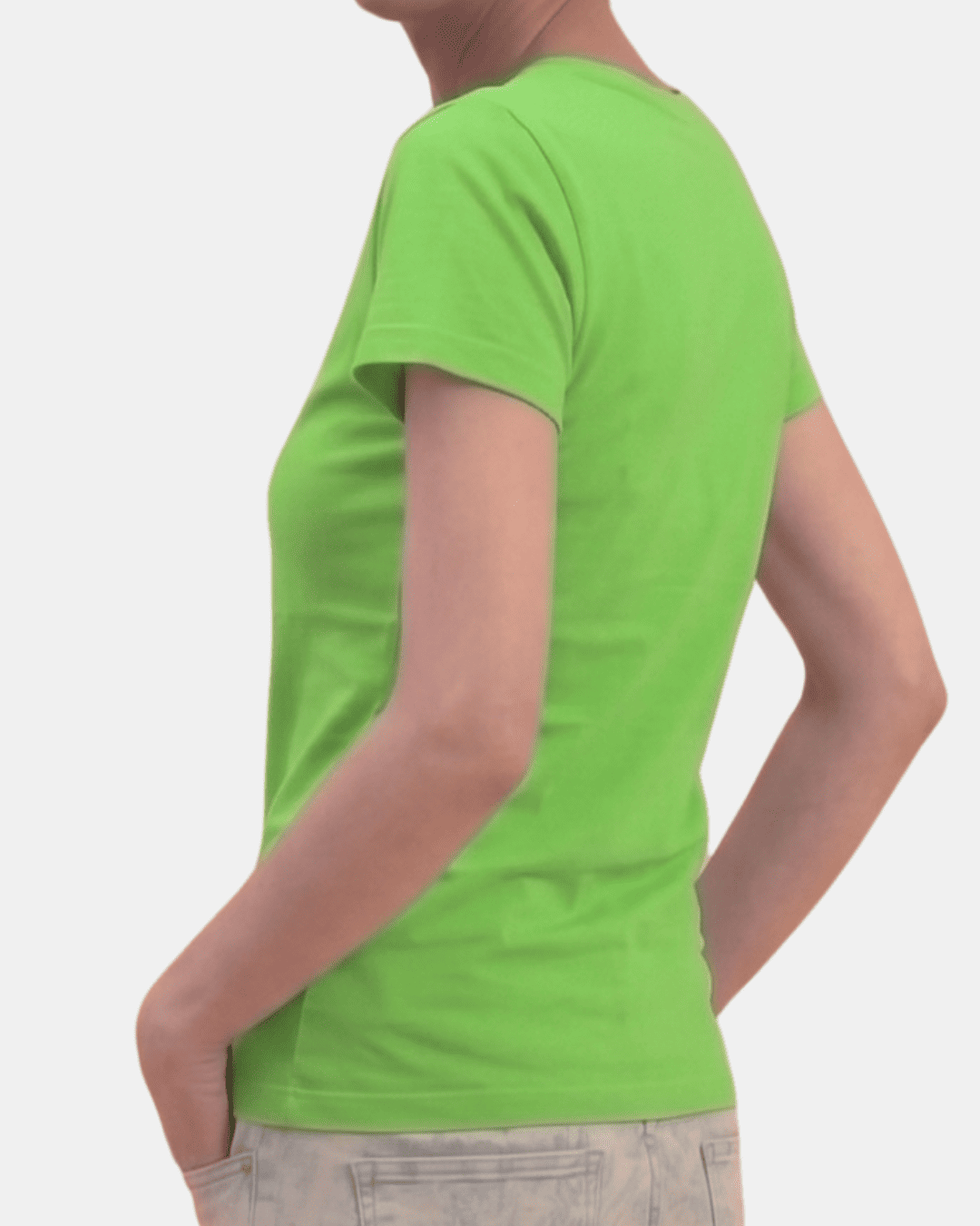 Camiseta verde lima de mujer personalizada Fruit of the Loom en algodón de manga corta.