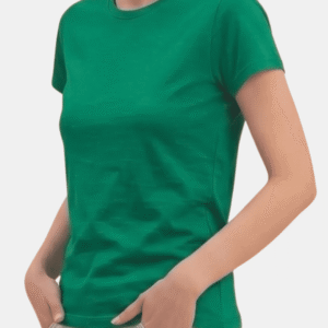 Camiseta verde de mujer personalizada Fruit of the Loom en algodón de manga corta.
