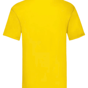 Camiseta unisex amarilla personalizada de algodón Fruit of the Loom Valueweight vista posterior.