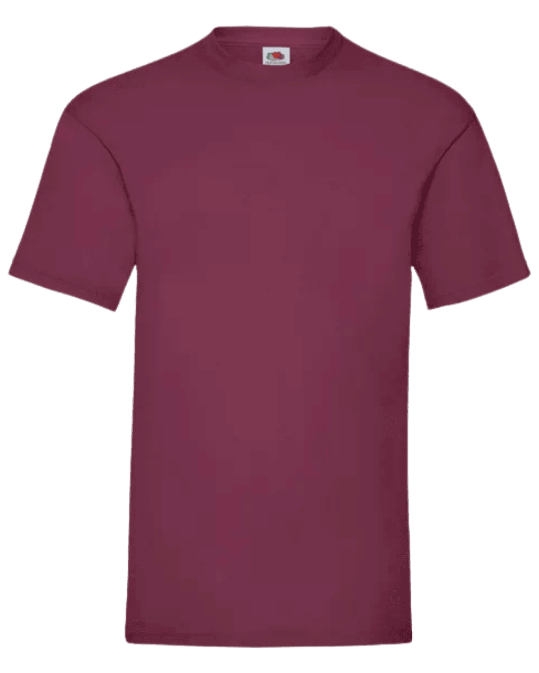 Camiseta unisex color vino granate personalizada de algodón Fruit of the Loom Valueweight.