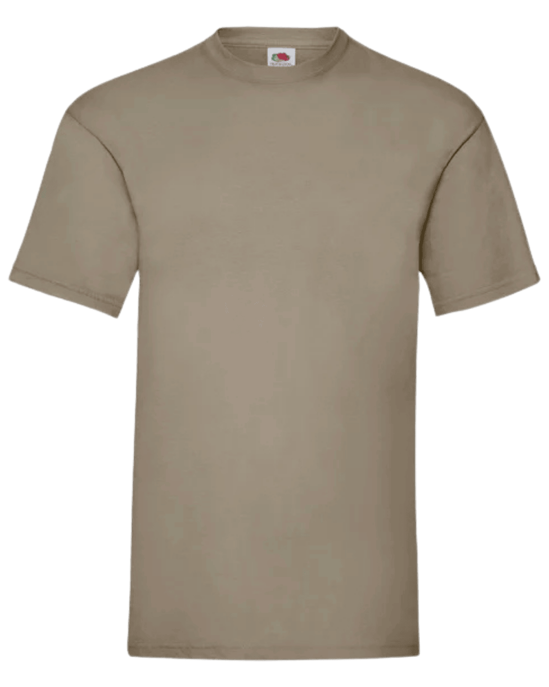 Camiseta unisex marrón caqui personalizada de algodón Fruit of the Loom Valueweight.