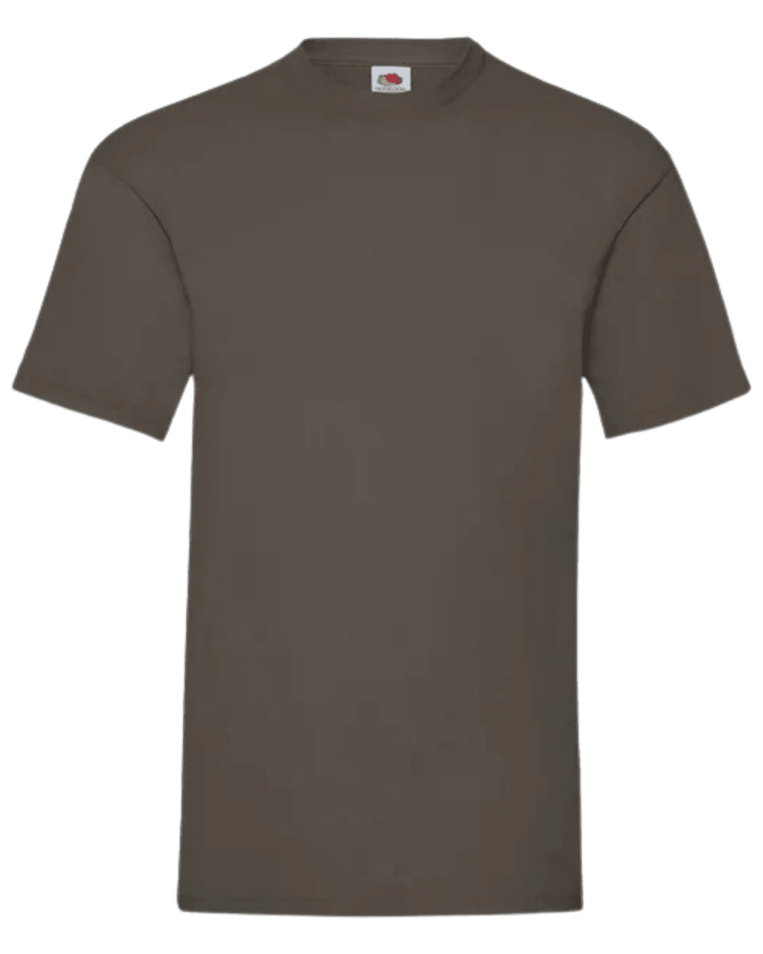 Camiseta unisex marrón chocolate personalizada de algodón Fruit of the Loom Valueweight.