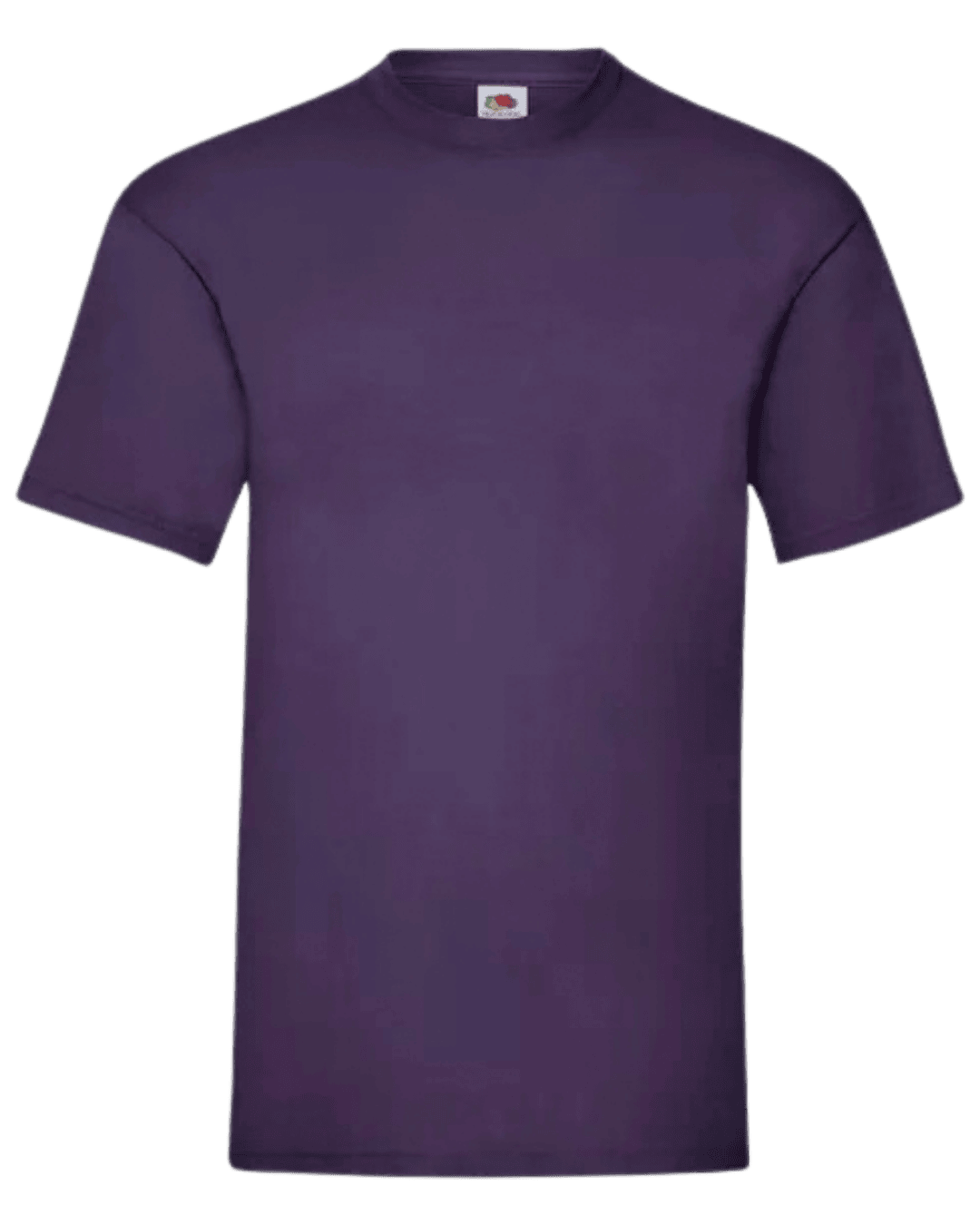 Camiseta unisex morada personalizada de algodón Fruit of the Loom Valueweight.