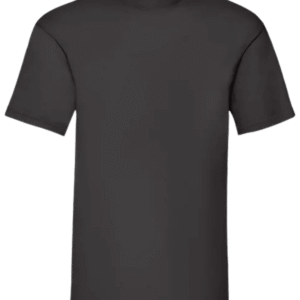 Camiseta unisex negra personalizada de algodón Fruit of the Loom Valueweight vista frontal.