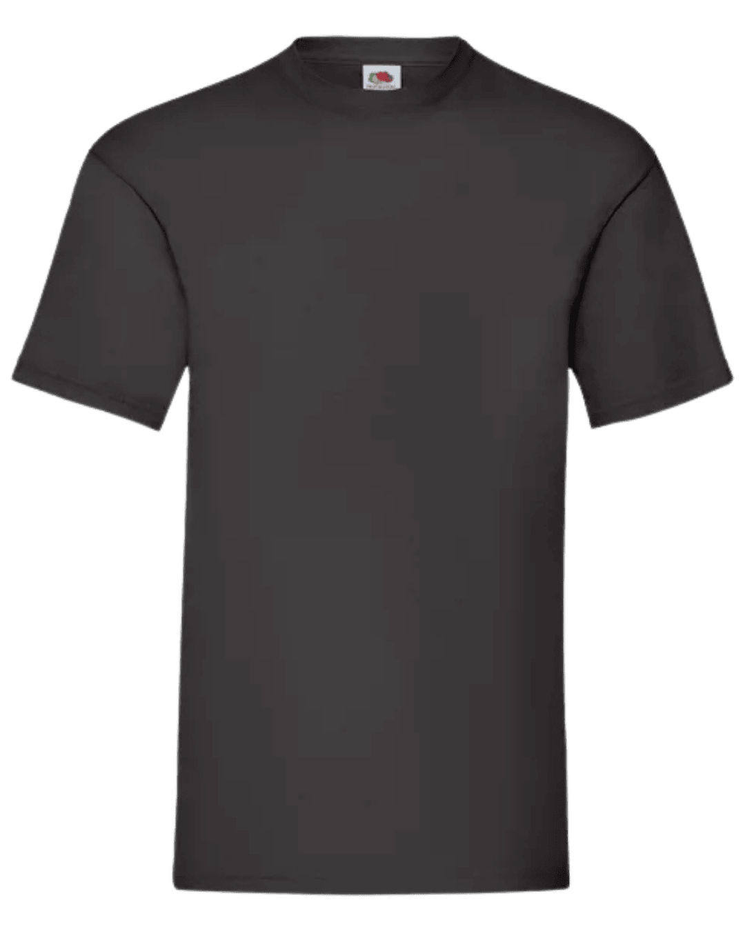 Camiseta unisex negra personalizada de algodón Fruit of the Loom Valueweight vista frontal.