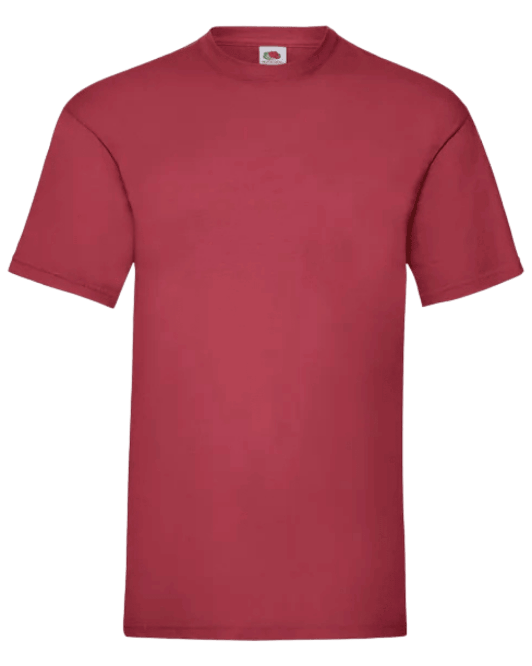 Camiseta unisex color rojo ladrillo personalizada de algodón Fruit of the Loom Valueweight.
