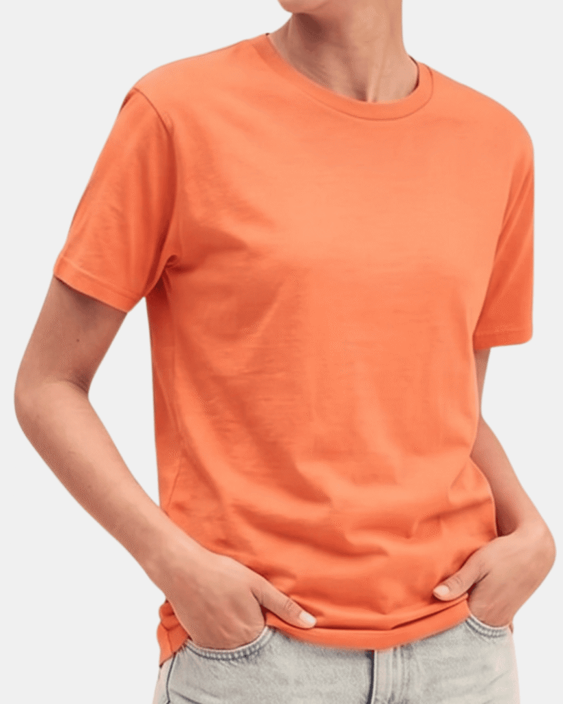 Camiseta de algodón para despedida de soltera en color naranja modelo unisex.