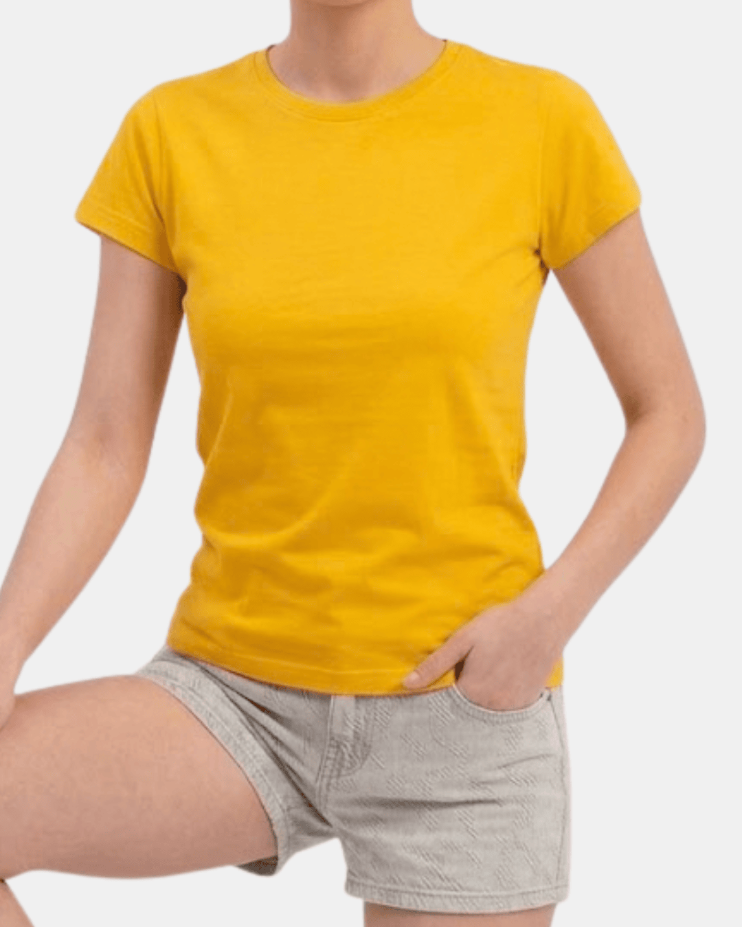 Camisetas personalizadas en Madrid modelo entallado de mujer en color amarillo girasol