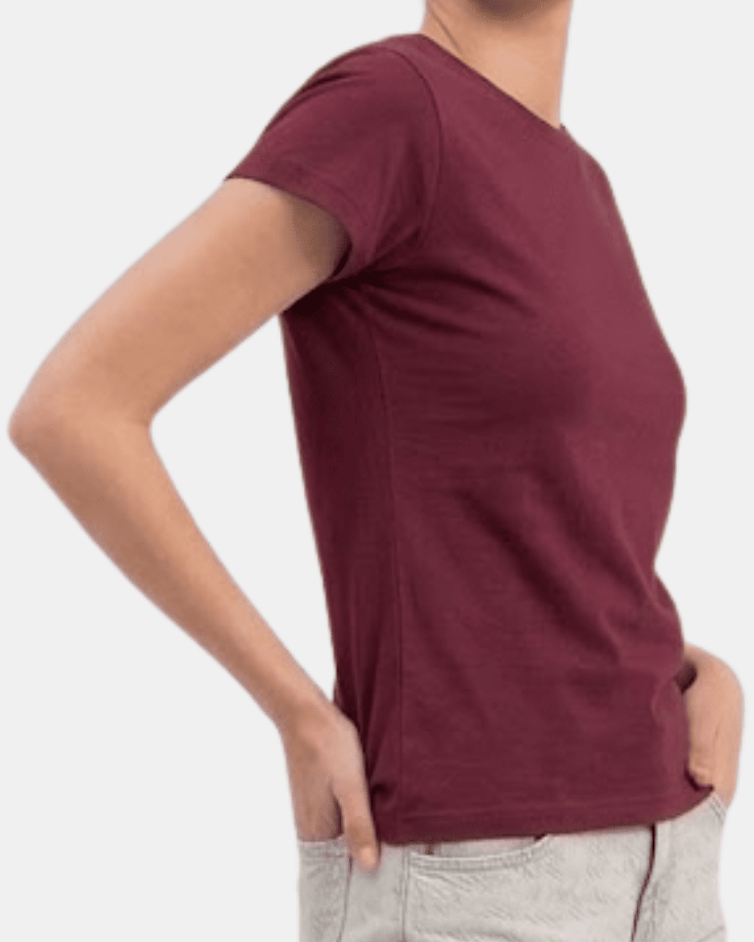 Camisetas personalizadas en Madrid patrón entallado femenino en color vino