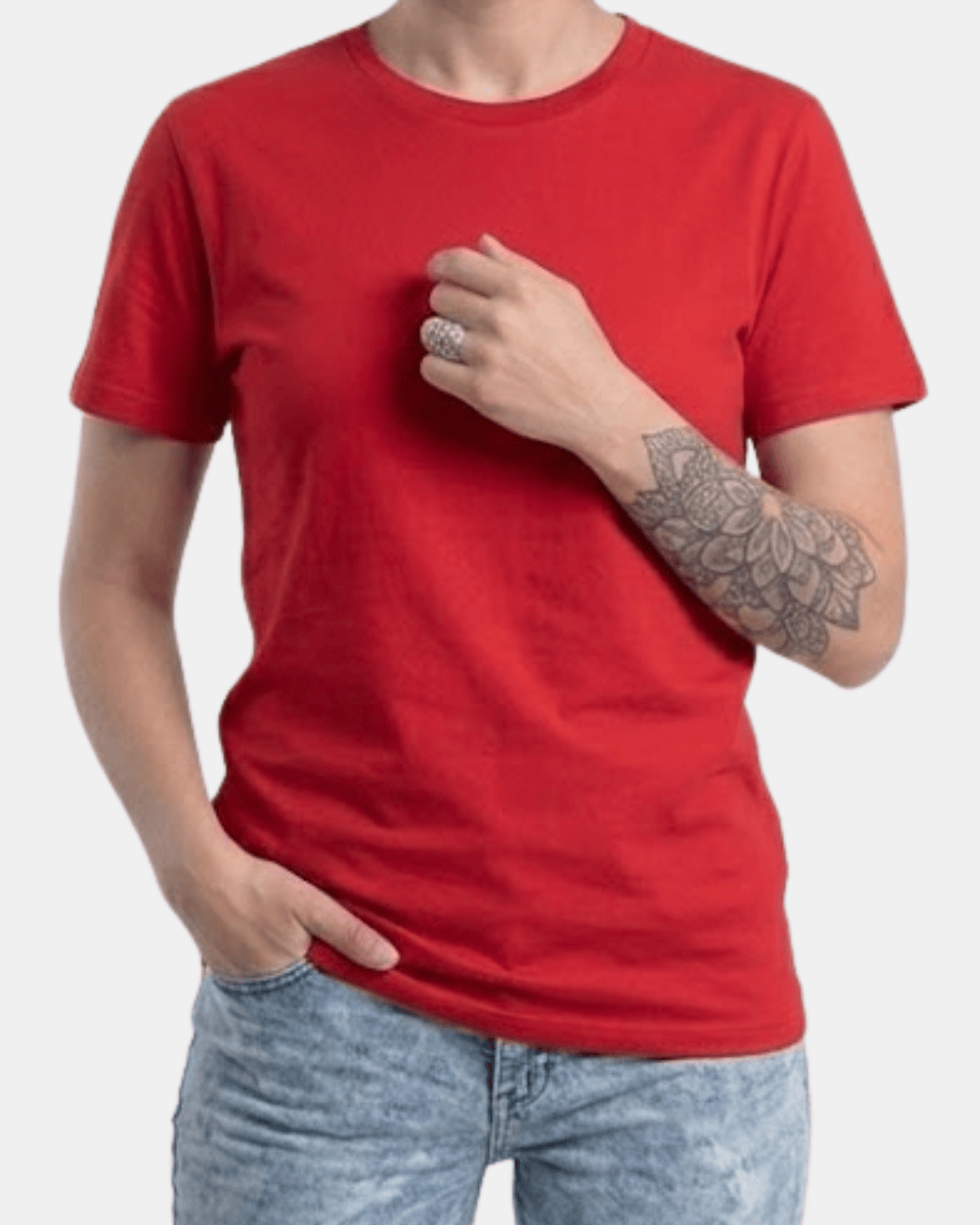 Camisetas personalizadas en Madrid corte recto de algodón rojo para grupos y eventos