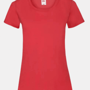 Camiseta roja básica de mujer Fruit of the Loom en fondo neutro