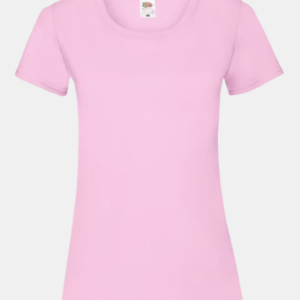 Camiseta rosa básica de mujer Fruit of the Loom en fondo neutro